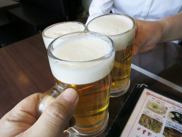 まずは生ビールで乾杯