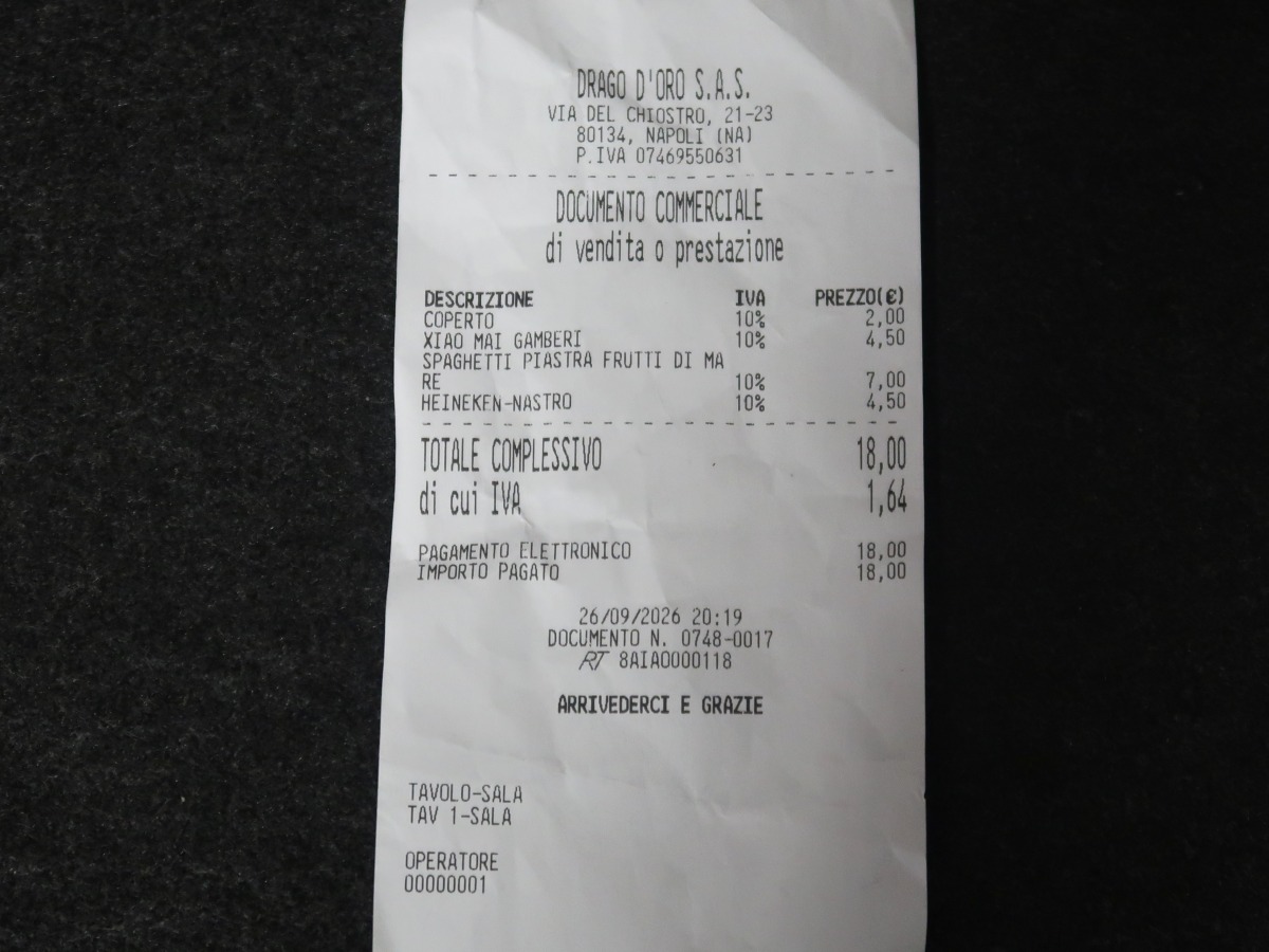 お会計は合計で€18.00
